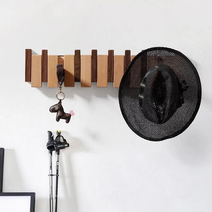 Rustic Wooden Coat Hook Entryway Storage Rack