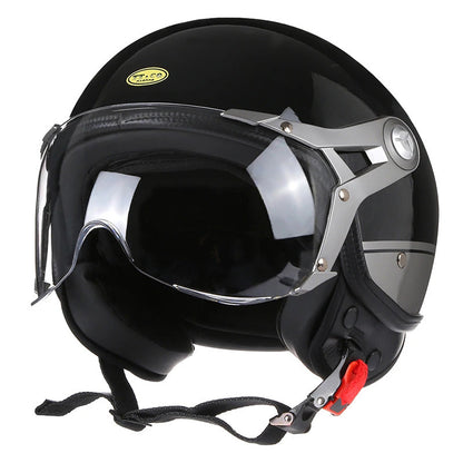 Retro Style Motorcycle Helmet With Clear Face Shield