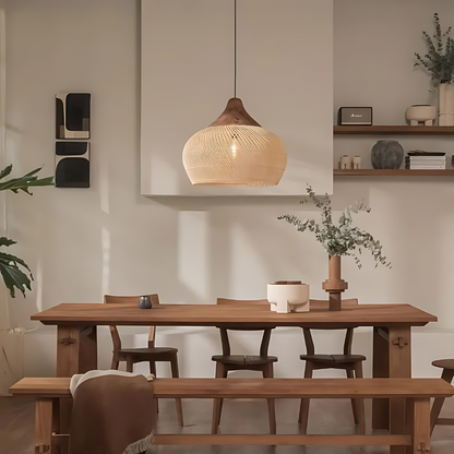 Rustic Woven Rattan Pendant Light with Natural Shade - Lusomart