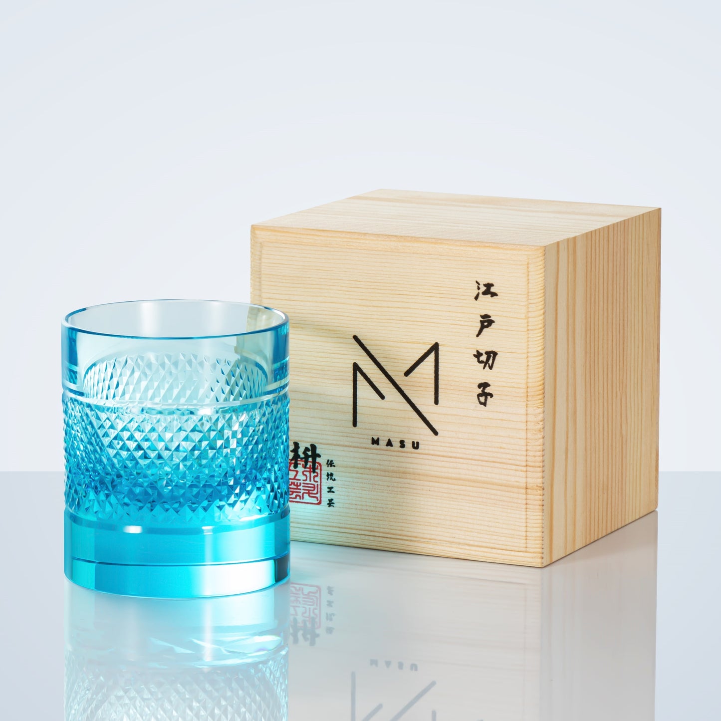 Colorful Diamond Whisky Glasses Set with Wooden Gift Box