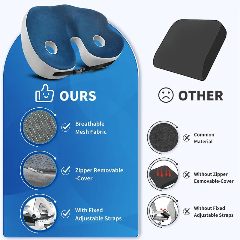 Contoured Gel Seat Cushion for Back Pain Support
