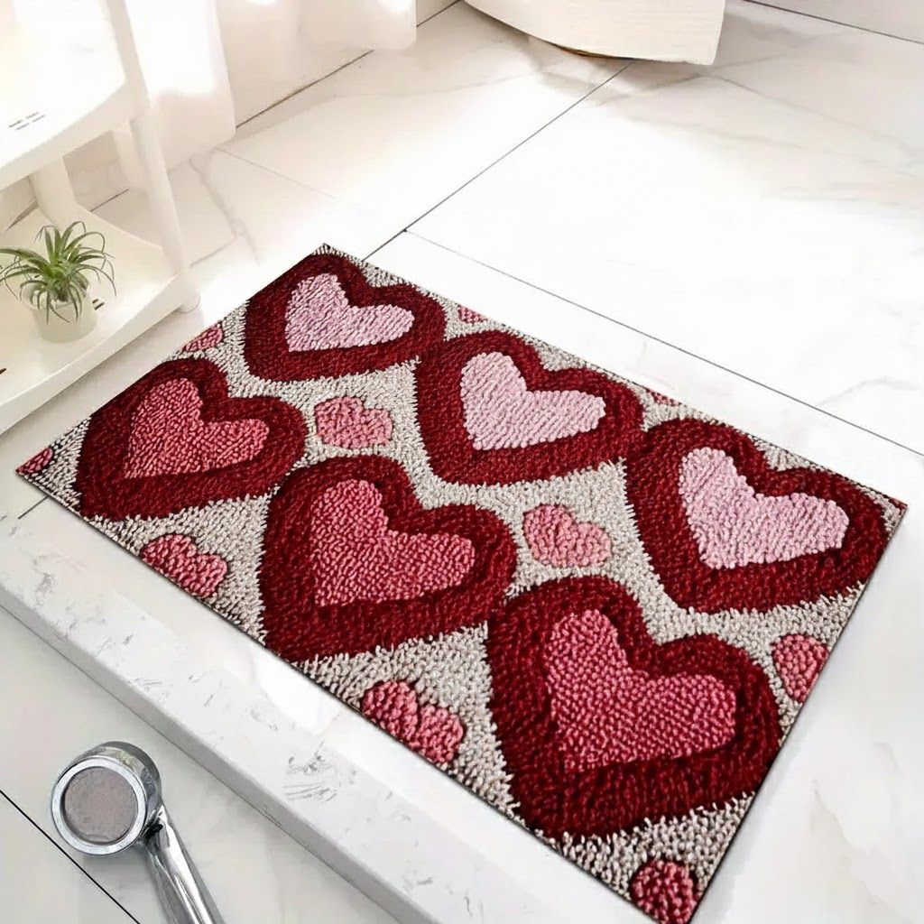 Colorful Heart Design Anti Slip Entry Mat