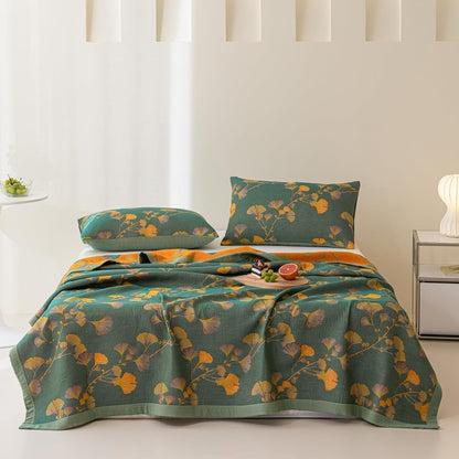 Soft Floral Reversible Throw Coverlet
