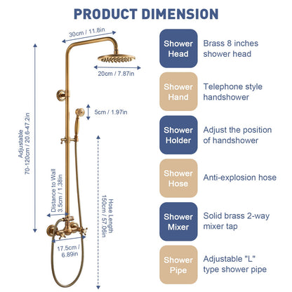 Classic Bronze Adjustable Wall Mount Shower Set