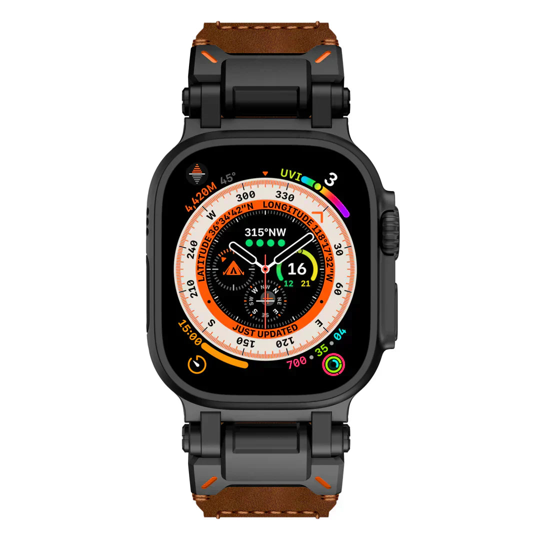 Stylish Leather Band with Metal Clip for Apple Watch