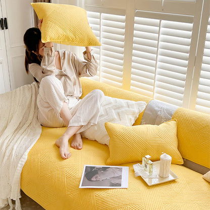 Simple Neutral Fabric Sofa Slipcover