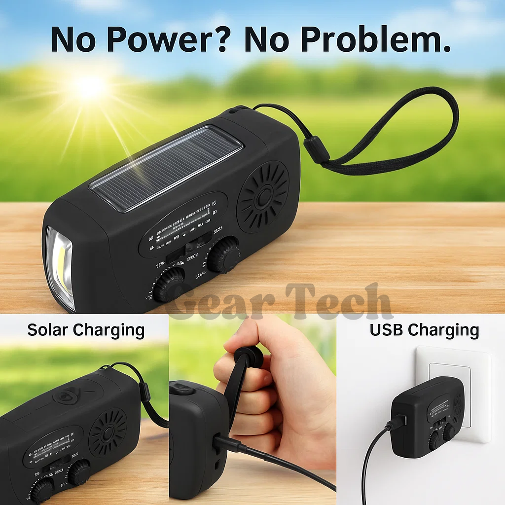 Portable Hand Crank AM/FM Radio with Power Bank