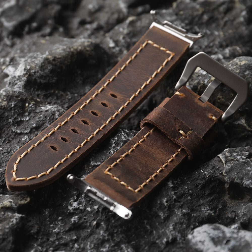 Leather Smartwatch Strap - Brown Genuine Wristband