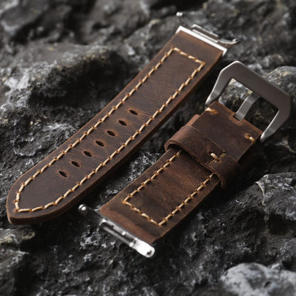 Leather Smartwatch Strap - Brown Genuine Wristband