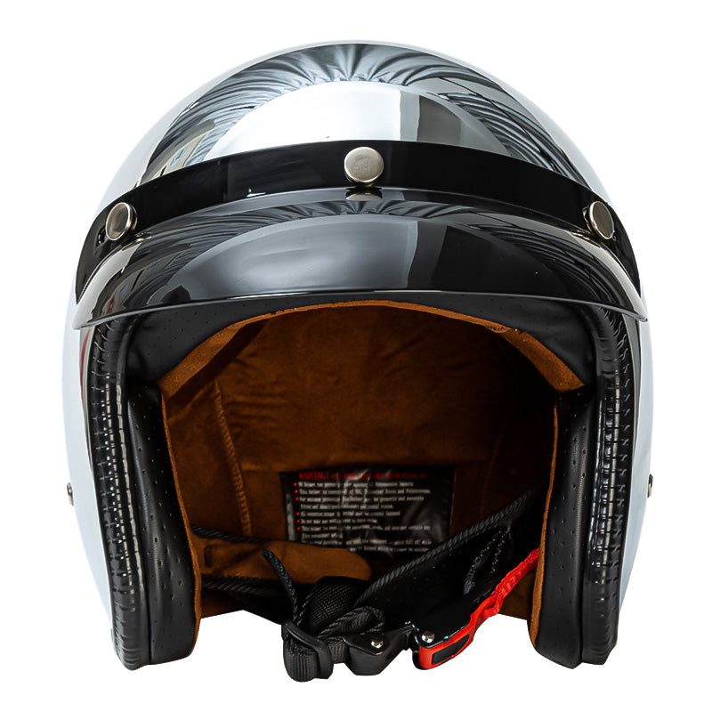 Classic Silver 3/4 DOT Helmet Retro Style