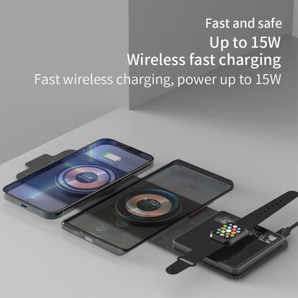 Portable 3-in-1 Fabric Organizer and Qi Charger