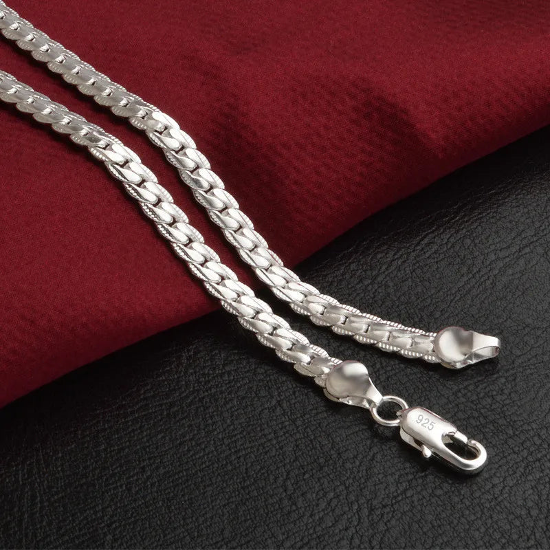 Elegant 925 Silver Chain Necklace For Women Bride