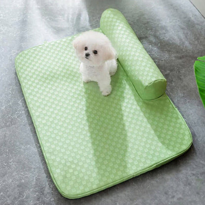 Durable Plaid Faux Leather Dog Bed Waterproof Orthopedic