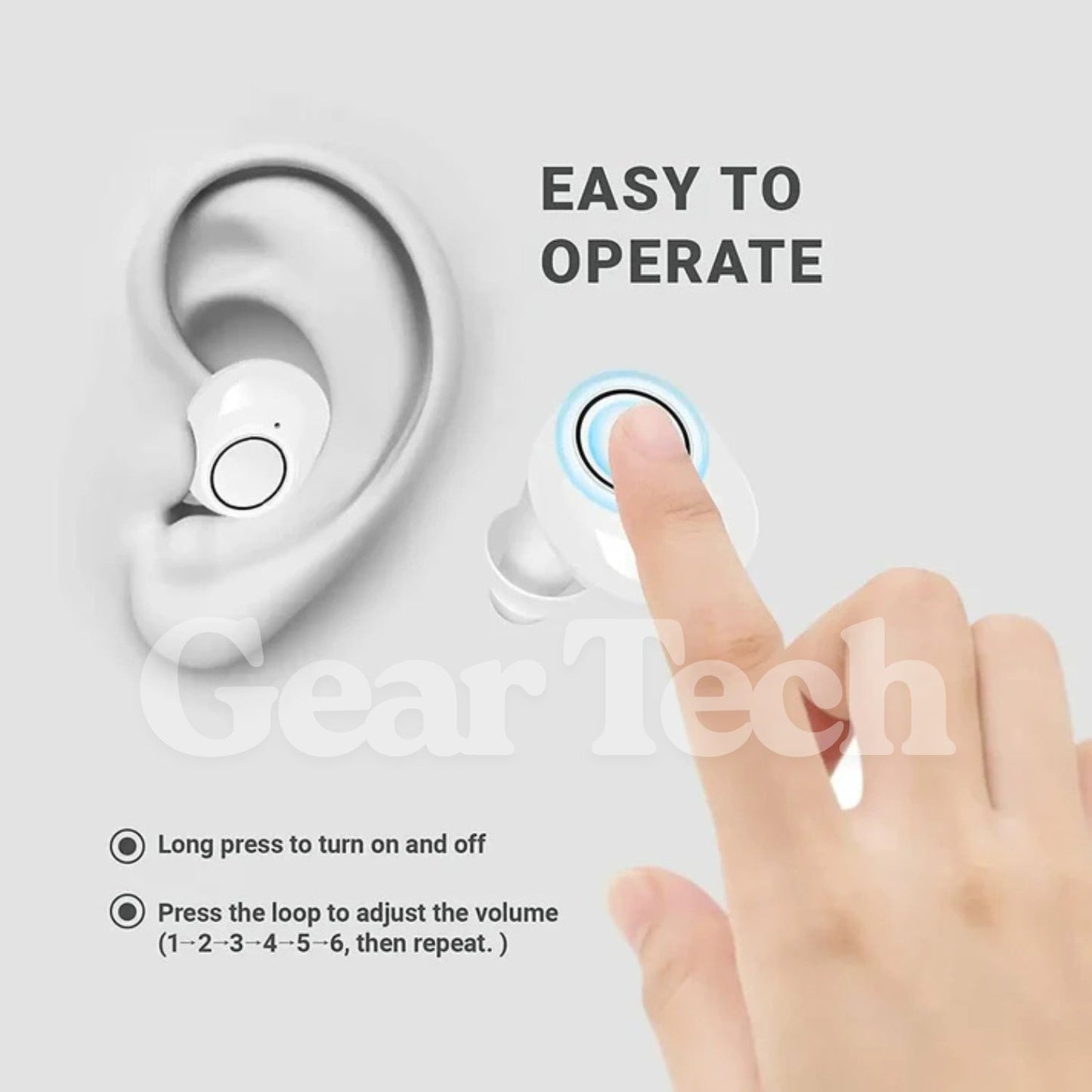 Wireless Rechargeable Ear Hearing Aids With Mobile App