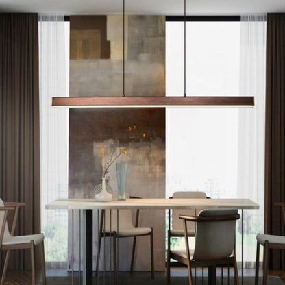 Modern Linear LED Pendant Light In Black Or Brown