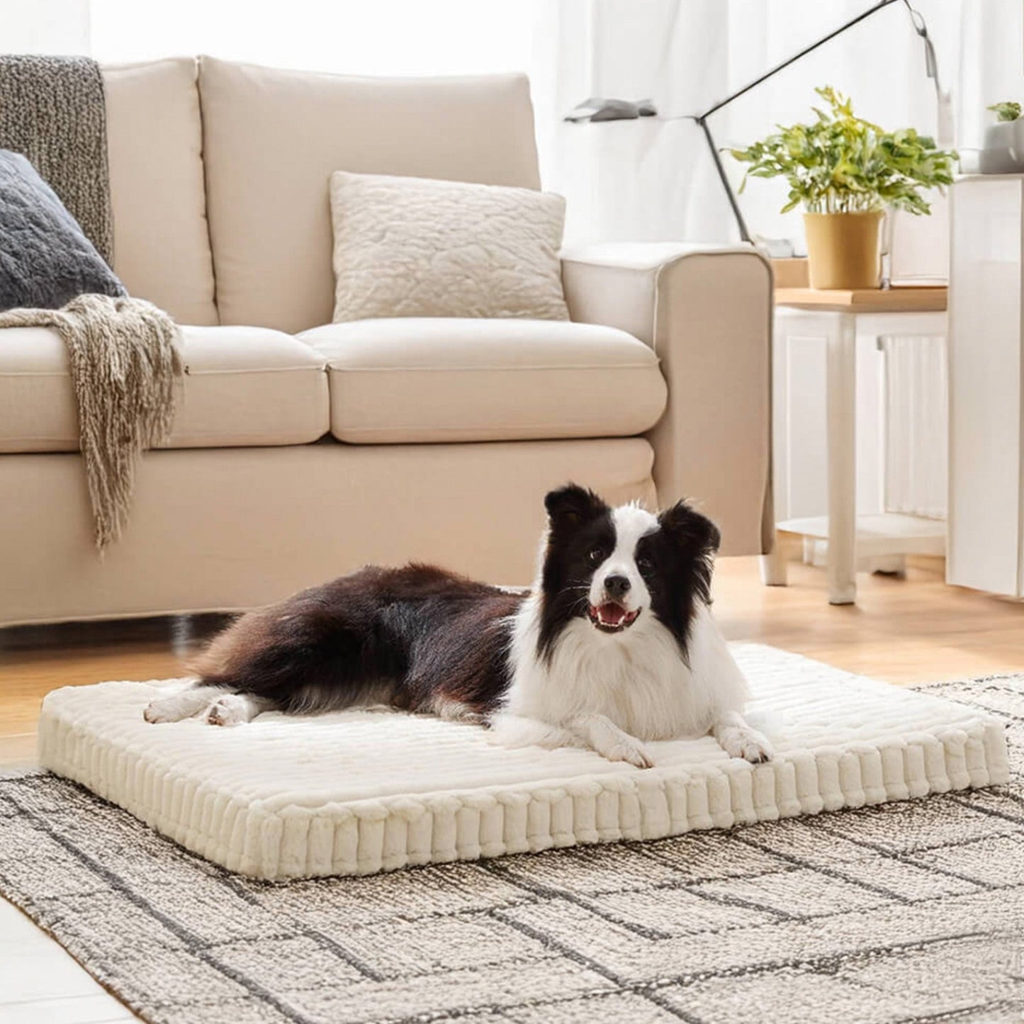Plush Fake Fur Pet Mattress Comfortable Cozy Support Bed