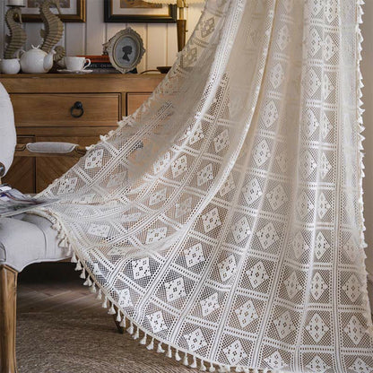 Geometric Pattern Sheer Window Curtain Panel - Lusomart