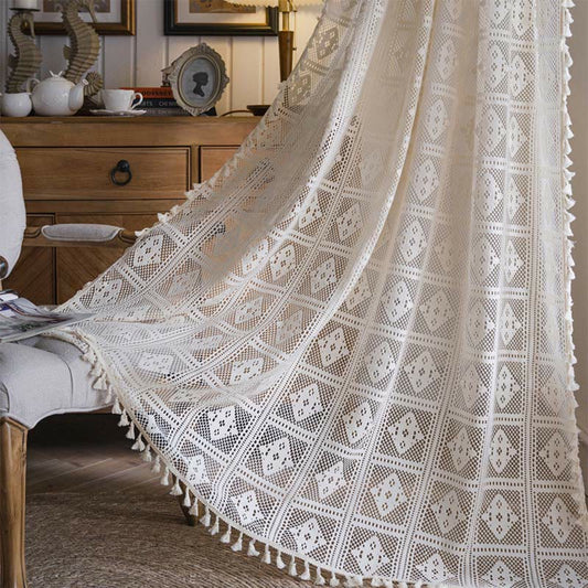 Geometric Pattern Sheer Window Curtain Panel - Lusomart