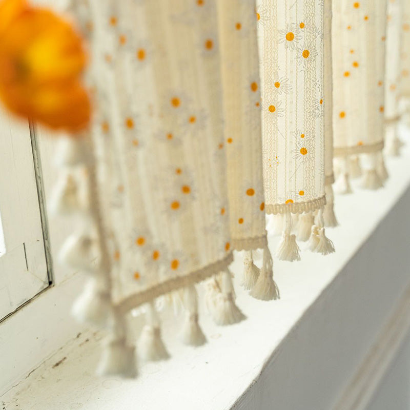 Natural Floral Layered Curtain in Soft Cotton Blend
