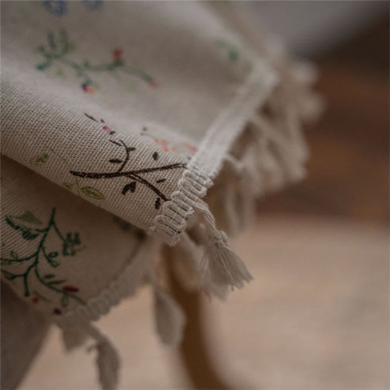 Colorful Plaid Patchwork Cotton Curtain with Tassels