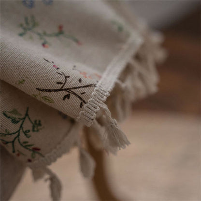 Colorful Plaid Patchwork Cotton Curtain with Tassels
