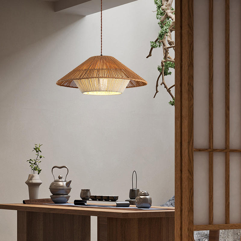 Natural Woven Pendant Light Boho Chic Dining Lamp
