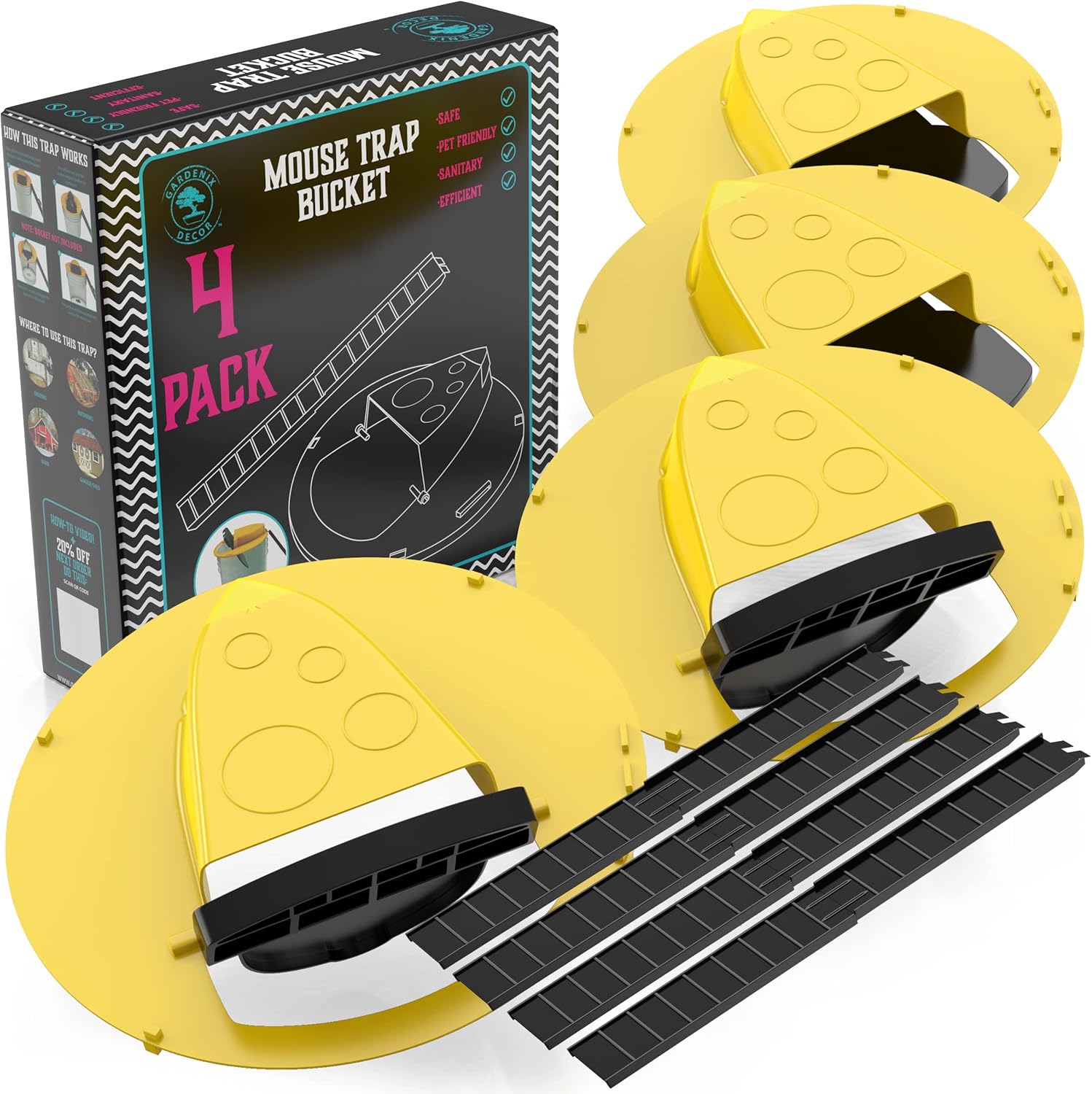 Easy Catch 4-Pack Mouse Trap Indoor Pest Control Set - Lusomart