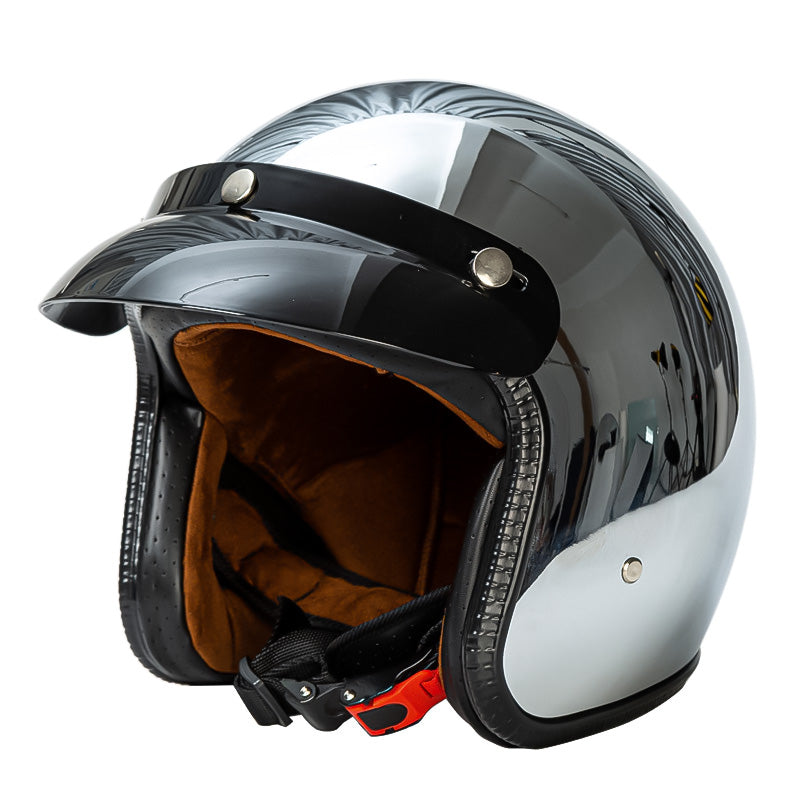 Classic Silver 3/4 DOT Helmet Retro Style - Lusomart