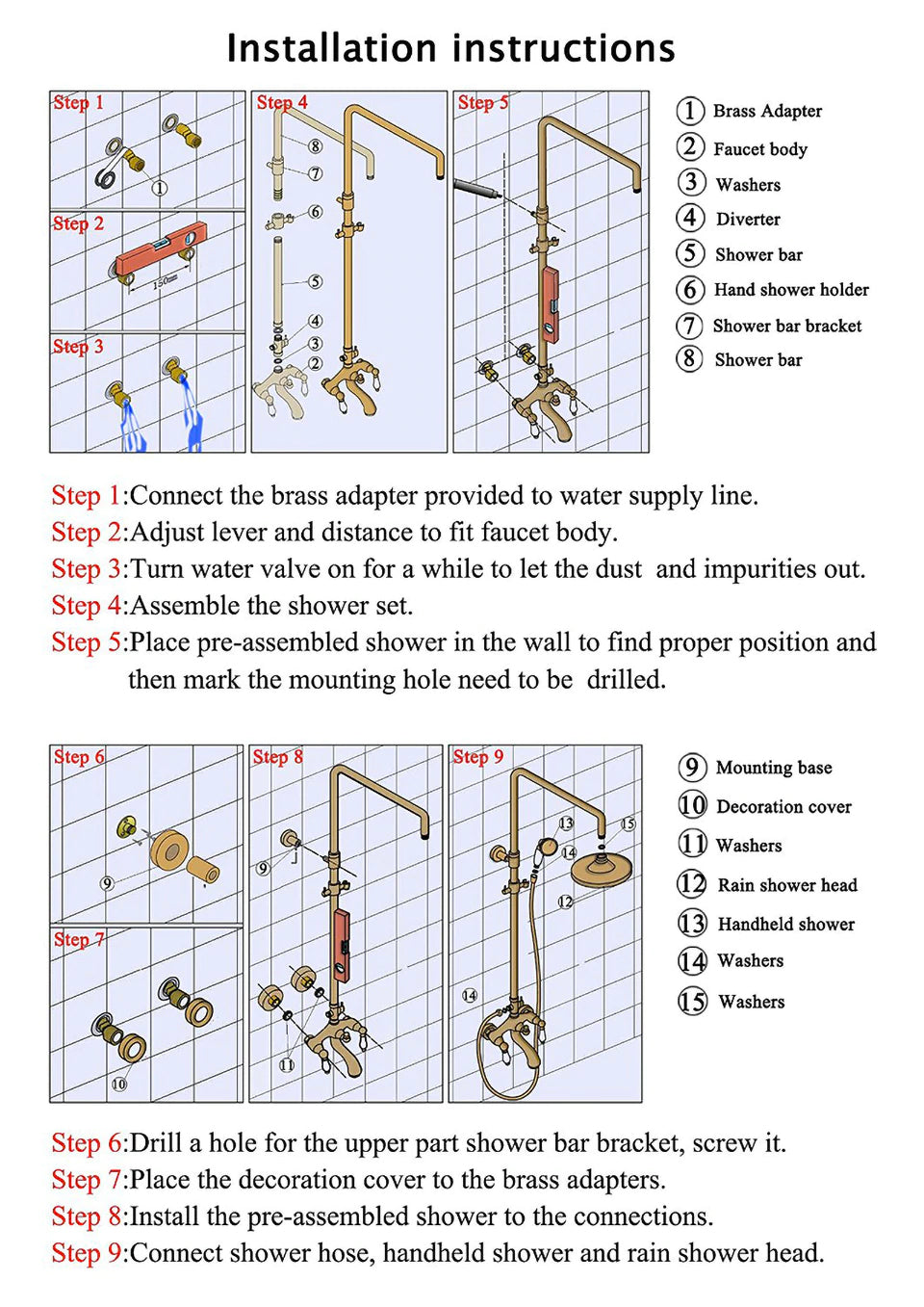 Luxury Rain Shower Head With Handheld Sprayer Easy Fit