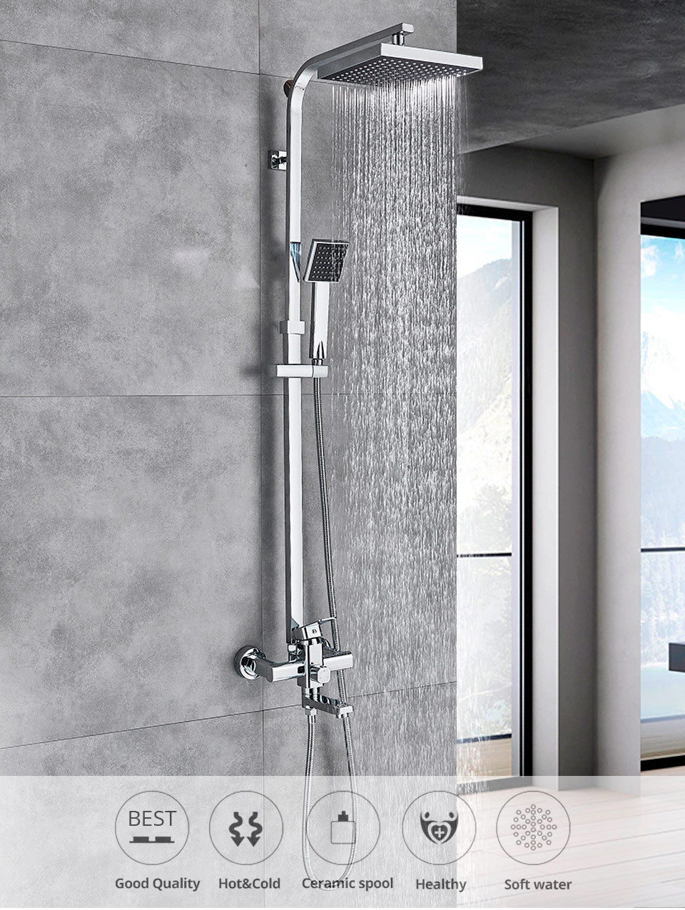 Luxury Rain Shower Head With Handheld Sprayer Easy Fit