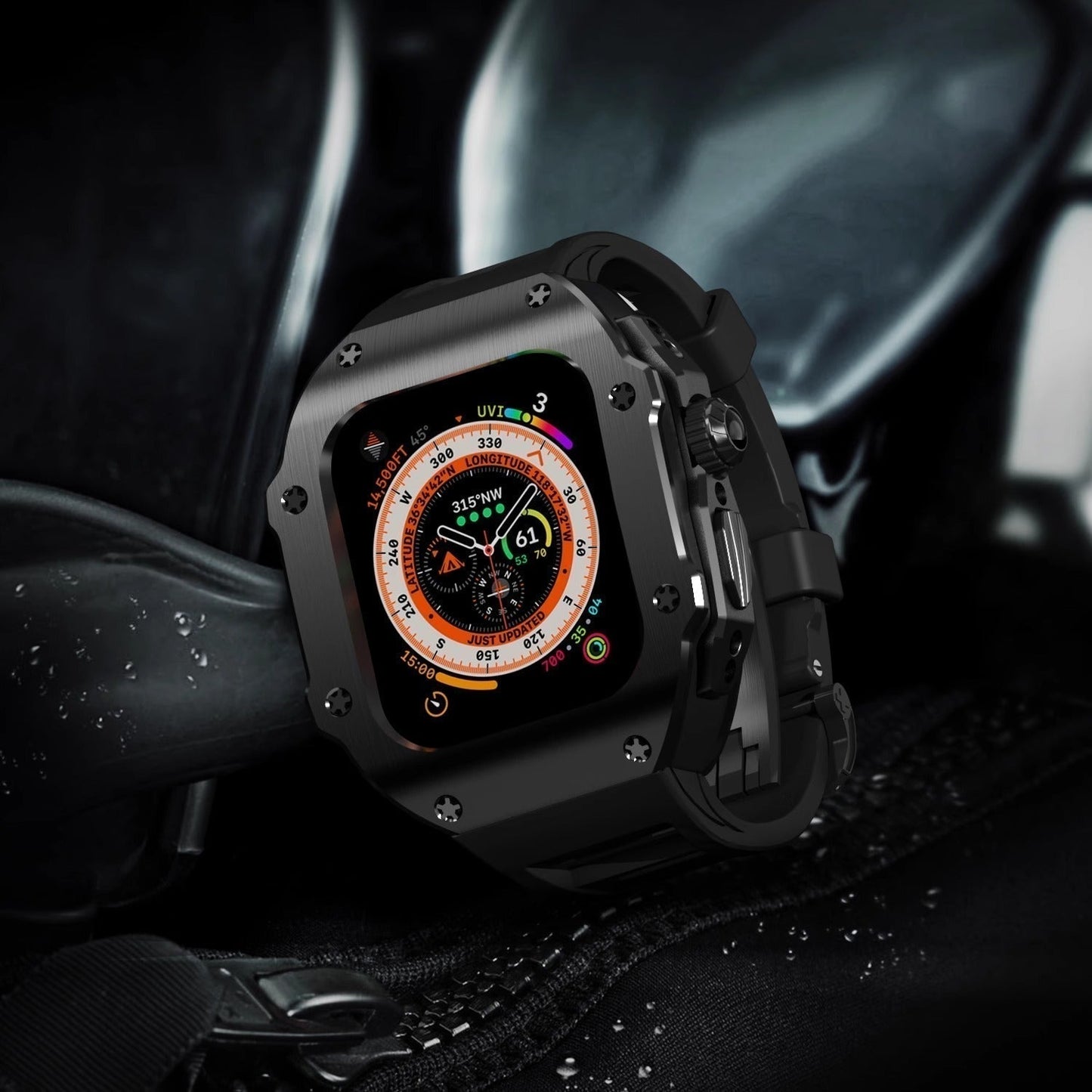 Durable Rubber Band & Metal Case for Apple Watch Ultra
