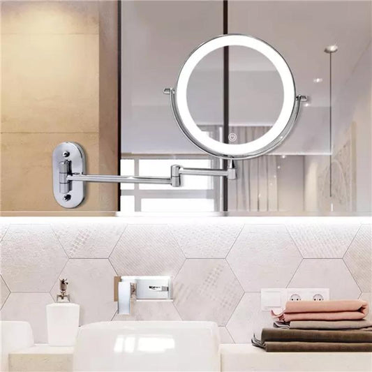 Silver LED Lighted Makeup Mirror With Adjustable Arm - Lusomart