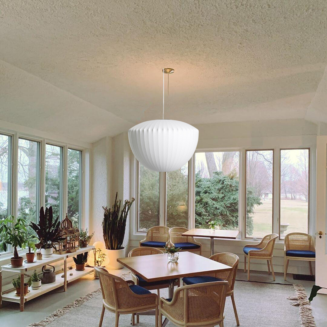 Stylish Glass Pendant Light With Natural Wood Tones