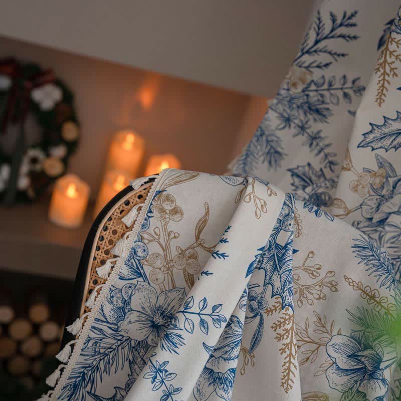 Pastel Floral Sheer Cotton Curtain Panel