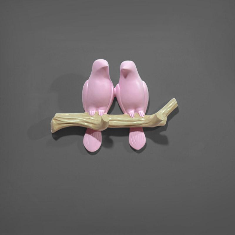 Rustic Tree Bird Wall Coat Rack In White Resin