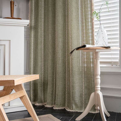 Elegant Patterned Sheer Window Curtain with Tassels