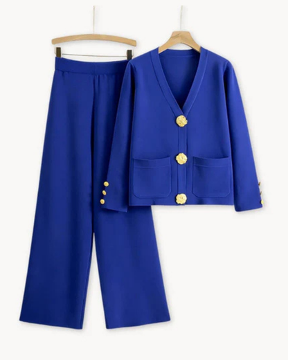 Classic Long Sleeve Top And Comfortable Wide Leg Pants