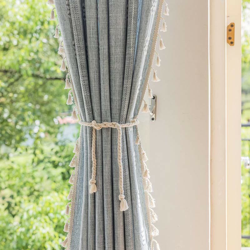 Patterned Sheer Tassel Window Curtain