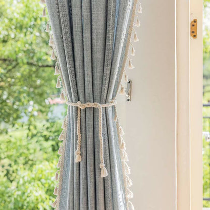 Patterned Sheer Tassel Window Curtain