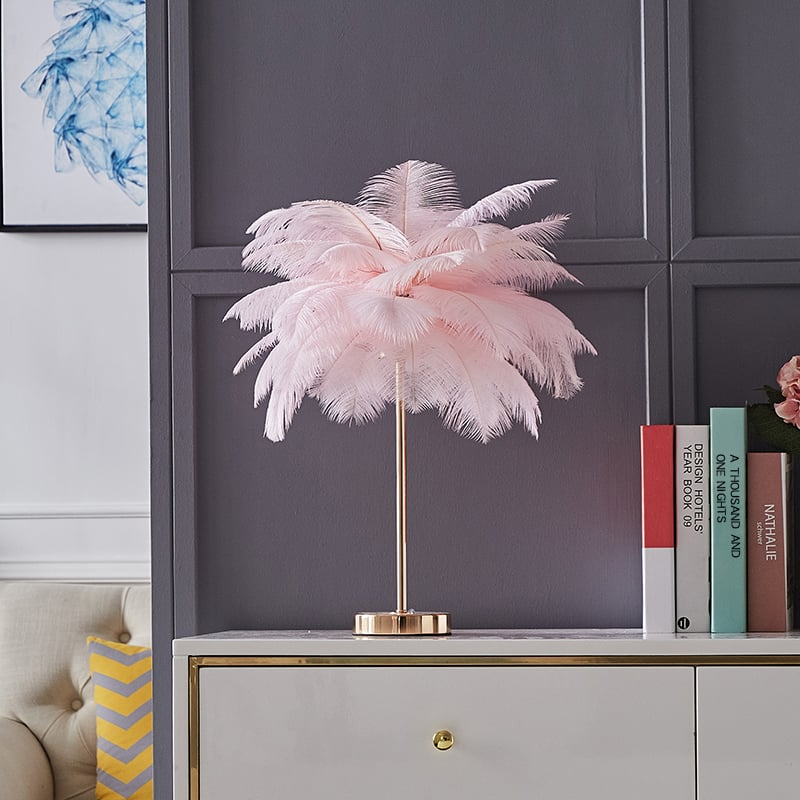 Luxury Gold Feather Desk Lamp Soft Lighting
