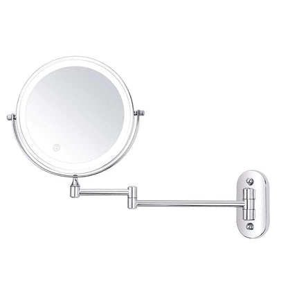 Silver LED Lighted Makeup Mirror With Adjustable Arm