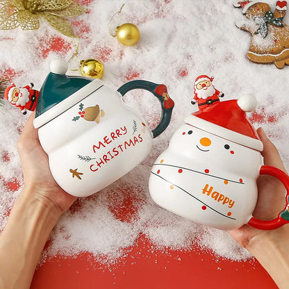 Holiday Red Ceramic Coffee Mug Set