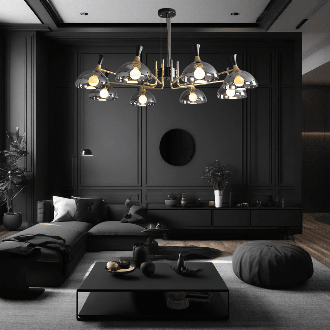 Modern Black Glass LED Chandelier