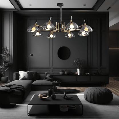 Modern Black Glass LED Chandelier