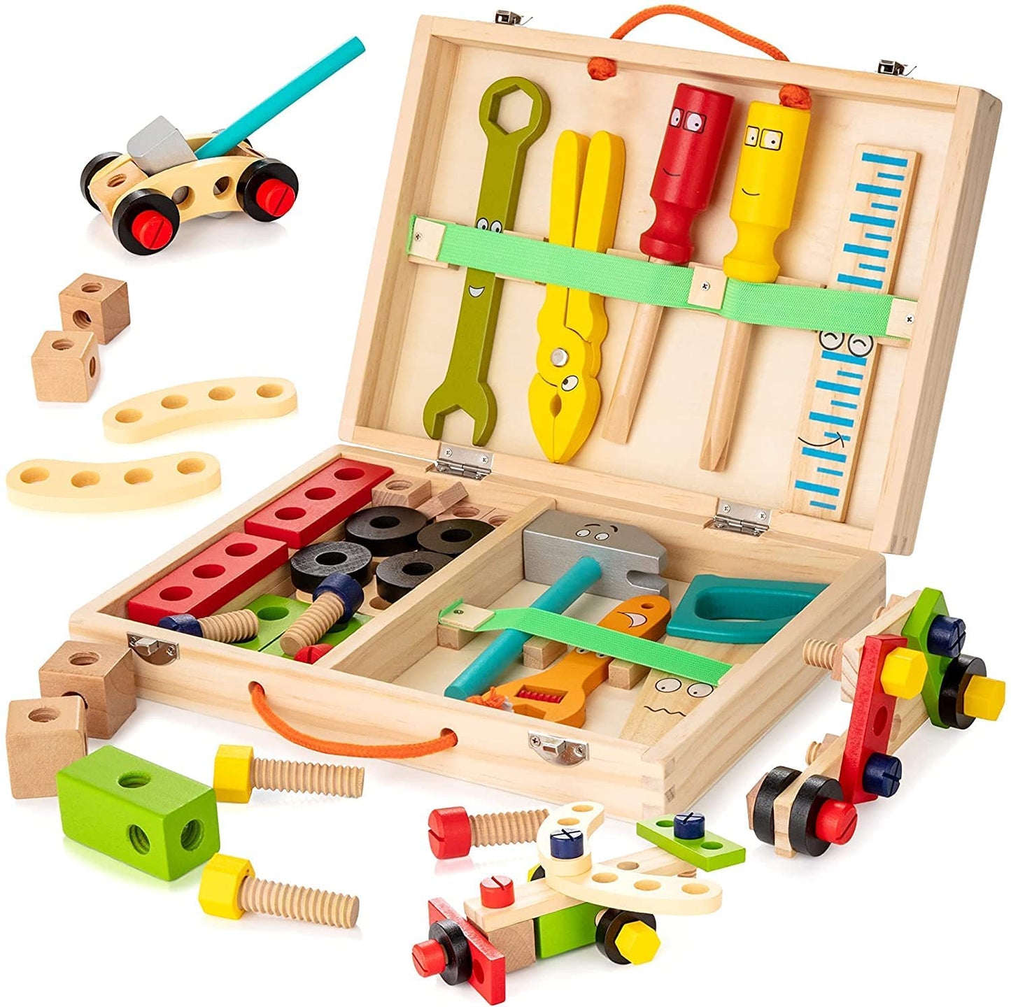 Kids Wooden Toolbox for Hands-On Educational Play - Lusomart