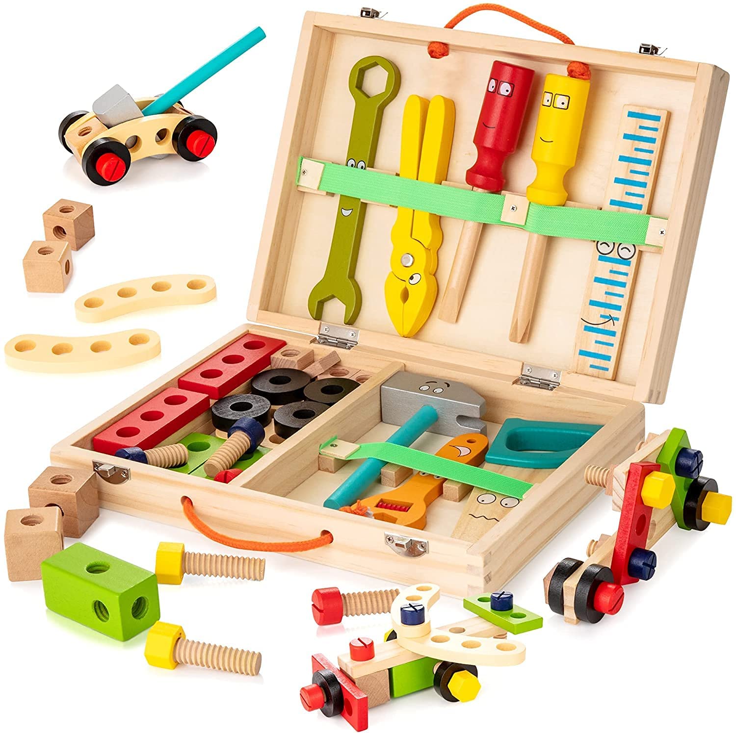 Kids Wooden Toolbox for Hands-On Educational Play - Lusomart