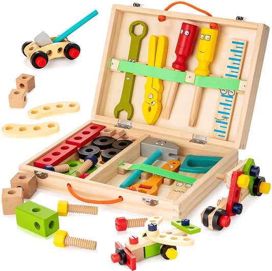 Kids Wooden Toolbox for Hands-On Educational Play - Lusomart