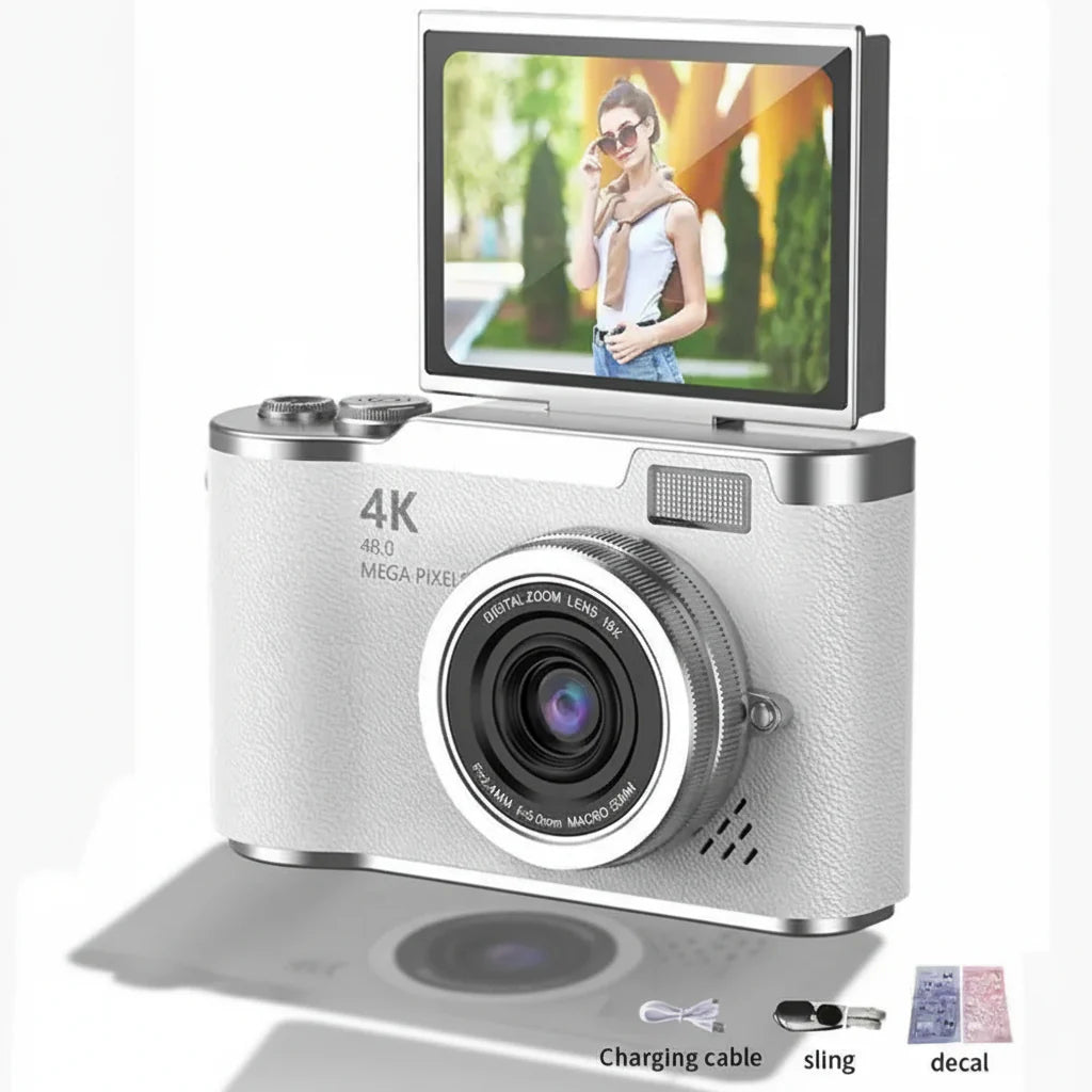 HD Compact Camera 4K 48MP 8X Zoom Flip Screen