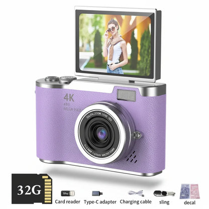 HD Compact Camera 4K 48MP 8X Zoom Flip Screen
