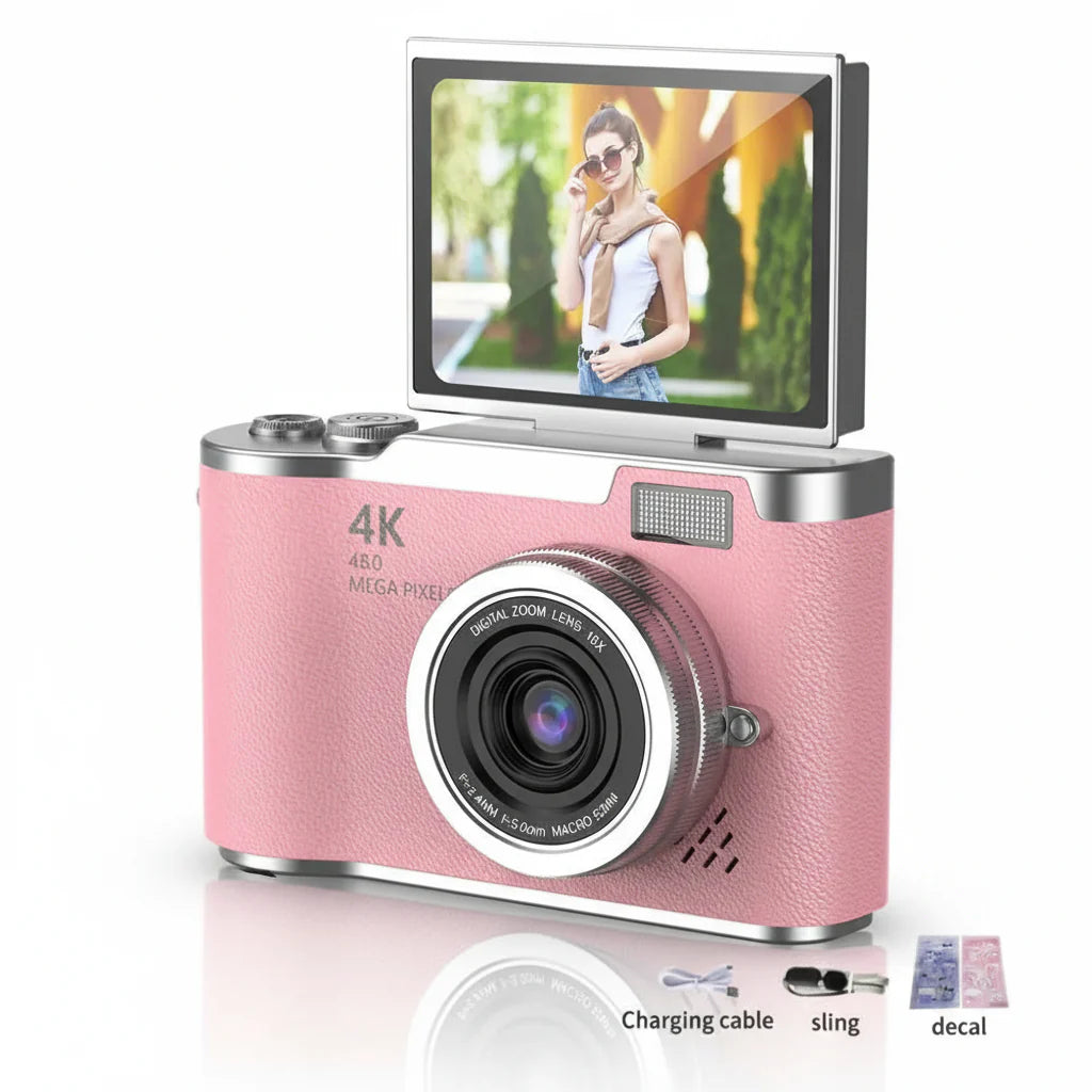 HD Compact Camera 4K 48MP 8X Zoom Flip Screen